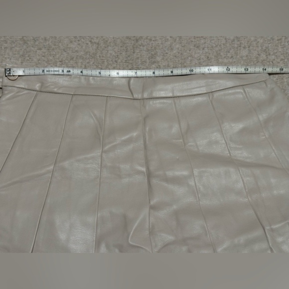 Neutral Taupe Faux Leather Skirt